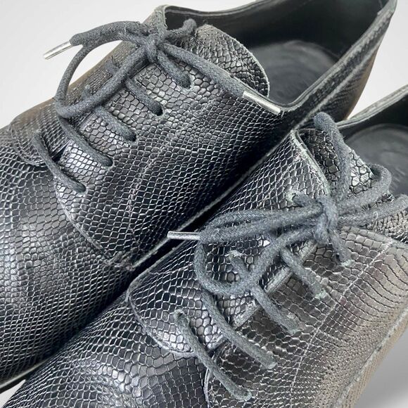 EMPORIO ARMANI Snakeskin Effect Leather Derby Shoes Men Size 10 Black Lace-Up main image 6